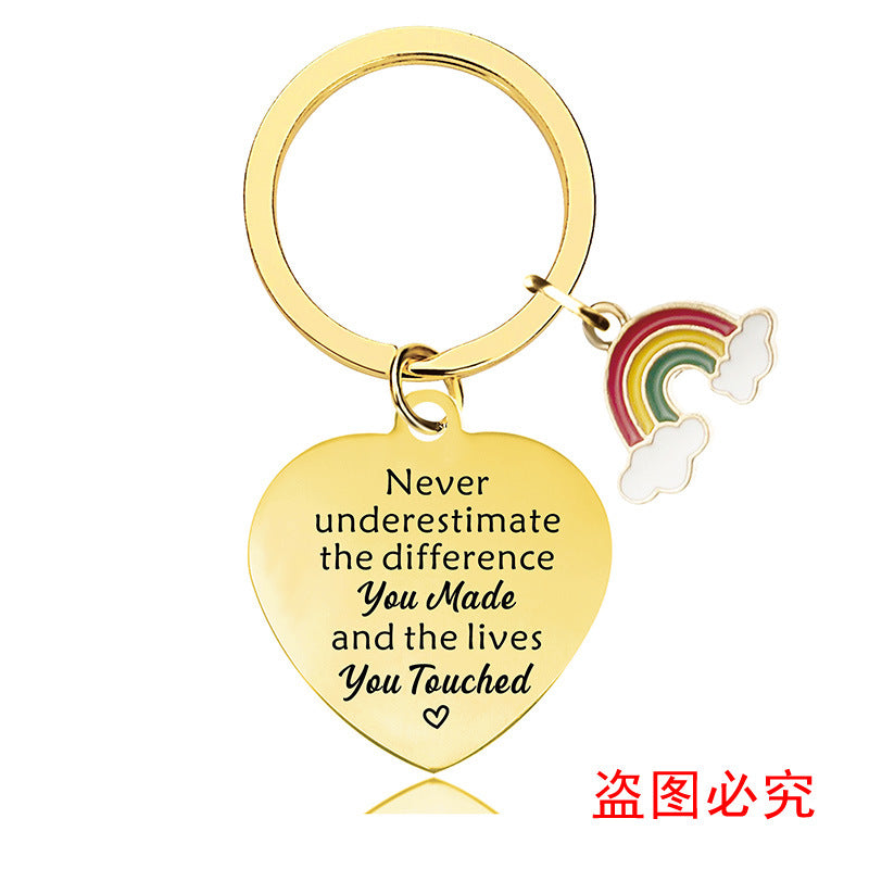 Wholesale Teacher's Day Stainless Steel Keychain Thanksgiving